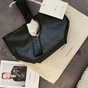 Brandon Maxwell Black Leather Signature Bag